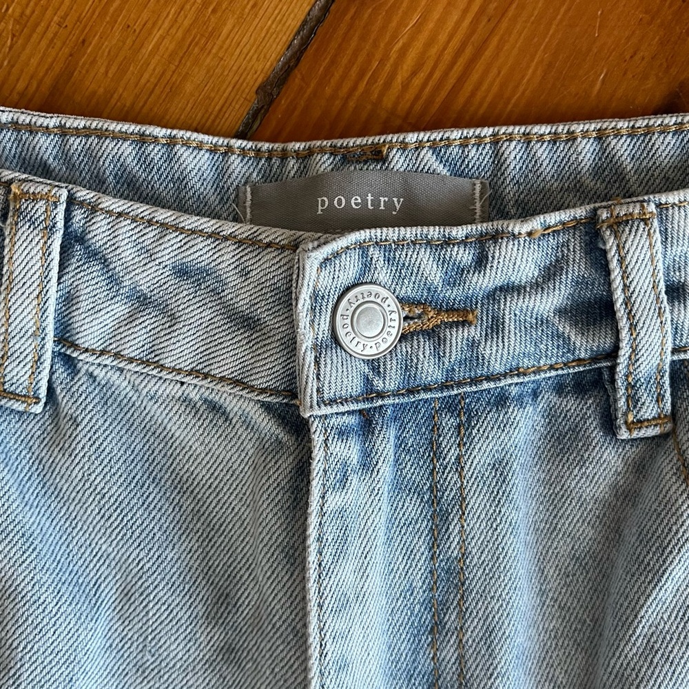 Poetry High Rise Cropped Tapered Jeans Light Wash Denim Size 10 - Picture 5 of 16